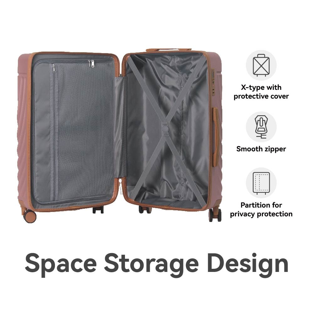 Luggage Sets ABS Hardshell 3pcs Luggage, Lightweight Durable Suitcase Sets Spinner Wheels Suitcase With TSA Lock 20''24''28'' Available（Rose Gold ）_voghion.com